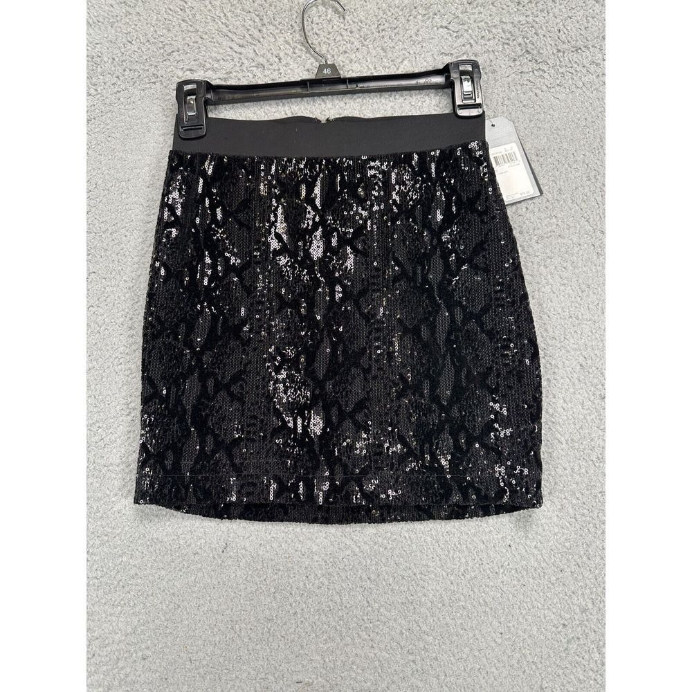 Guess Sequins Skirt Womens Small Black Snake Print Ladies NEW
